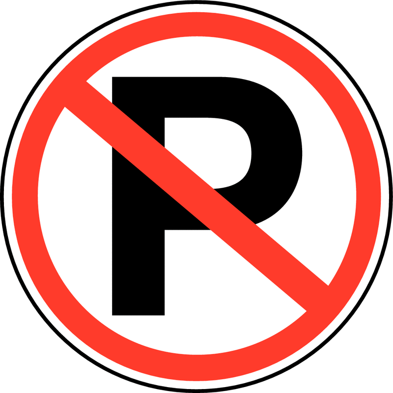 Hard board prohibitions "no parking allowed" (PIPD3 225)