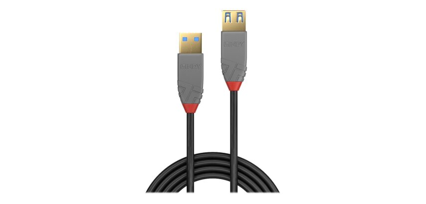 Lindy Rallonge USB 3.2 type A, 5Gbit/s, Anthra Line, 1m