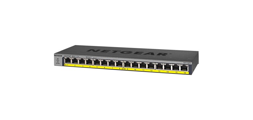 NETGEAR GS116LP Non-géré Gigabit Ethernet (10/100/1000) Connexion Ethernet, supportant l'alimentation via ce port (PoE) Noir