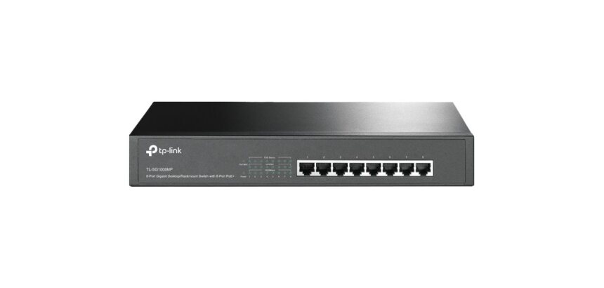TP-Link TL-SG1008MP Non-géré Gigabit Ethernet (10/100/1000) Connexion Ethernet, supportant l'alimentation via ce port (PoE) 1U Noir