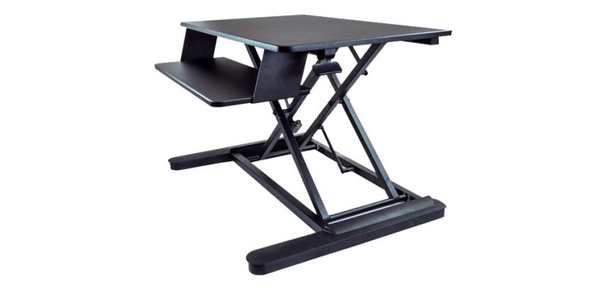 StarTech.com Convertisseur de Bureau Assis-Debout avec Plateau pour Clavier, Surface 35x21" - Poste Ergonomique de Bureau/Tablette à Hauteur Réglable - Peut Contenir 2 Écrans - Pré-Assemblé