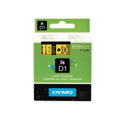 DYMO D1 étiquettes autocollantes authentiques | rouleau de 24 mm x 7 m | impression en noir sur fond jaune | autocollantes | pour étiqueteuses LabelManager