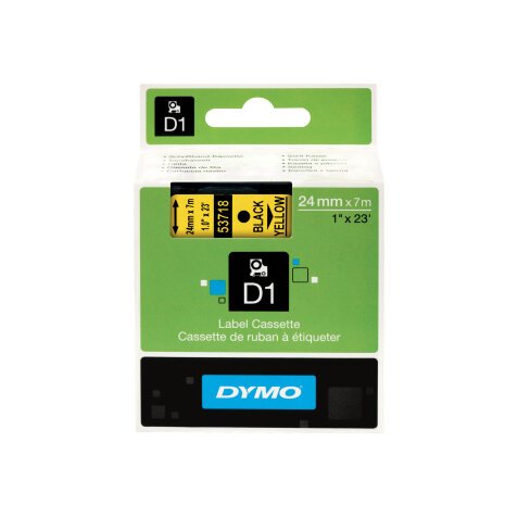 DYMO D1 - Standard Étiquettes - Noir sur jaune - 24mm x 7m