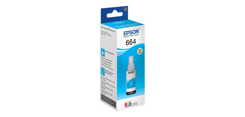 Epson bouteilles d'encre T664, 7.500 pages, OEM C13T664240, cyan