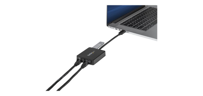 StarTech.com Adaptateur USB 3.0 à Double Port Gigabit Ethernet avec port USB - 10/100/100 - Adaptateur NIC Réseau USB Gigabit LAN
