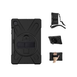 DLH ?oque renforcee avec bandouliere, poignee rotative et pied support pour samsung galaxy tab s6 lite (sm-p610 / sm-p615)