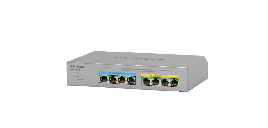 NETGEAR 8-port Ultra60 PoE++ Multi-Gigabit (2.5G) Ethernet Plus Switch Géré L2/L3 2.5G Ethernet (100/1000/2500) Connexion Ethernet, supportant l'alimentation via ce port (PoE) Gris