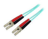 StarTech.com Câble Fibre Optique Multimode de 15m LC/UPC à LC/UPC OM3, Fibre Full Duplex 50/125µm Zipcord, Réseaux 100G, LOMMF/VCSEL, <0.3dB Faible Perte d'Insertion, Cordon de Raccordement Fibre LSZH