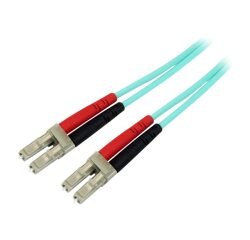 StarTech.com Câble Fibre Optique Multimode de 15m LC/UPC à LC/UPC OM3, Fibre Full Duplex 50/125µm Zipcord, Réseaux 100G, LOMMF/VCSEL, <0.3dB Faible Perte d'Insertion, Cordon de Raccordement Fibre LSZH