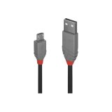 Lindy 36732 câble USB USB 2.0 1 m USB A Micro-USB B Noir, Gris
