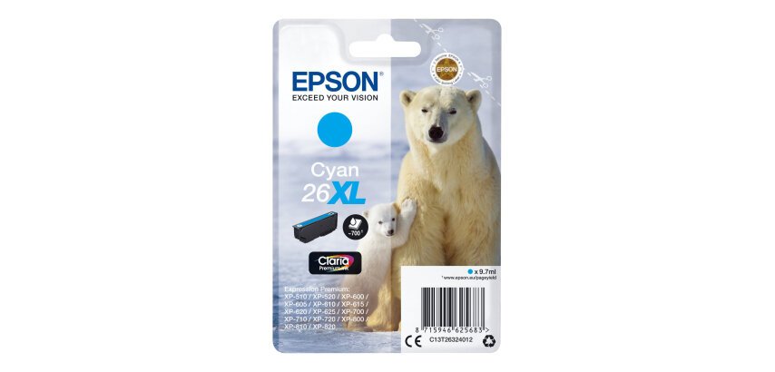Epson Polar bear Encre cyan Claria Premium Ours Polaire 26XL