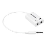 StarTech.com Adaptateur pour casque avec prises pour écouteur et microphone séparées - Mini-Jack 3,5mm 1x (M) 2x (F) - Blanc