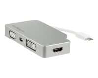 StarTech.com Adaptateur Multiport USB-C avec HDMI/VGA/Mini DisplayPort ou DVI - Convertisseur Moniteur USB Type C vers HDMI 1.4 ou mDP 1.2 (4K) - VGA ou DVI (1080p) - Aluminium Argenté