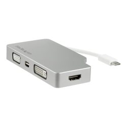 StarTech.com Adaptateur Multiport USB-C avec HDMI/VGA/Mini DisplayPort ou DVI - Convertisseur Moniteur USB Type C vers HDMI 1.4 ou mDP 1.2 (4K) - VGA ou DVI (1080p) - Aluminium Argenté