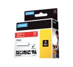 DYMO RHINO Etiquette en vinyle, 12 mm x 5,5 m, blanc/rouge