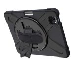 DLH Coque renforcee avec emplacement stylet, bandouliere, poignee rotative et pied support pour Apple iPad Pro 12.9" 5eme génération (2021)