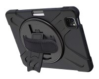 DLH Coque renforcee avec emplacement stylet, bandouliere, poignee rotative et pied support pour Apple iPad Pro 12.9" 5eme génération (2021)