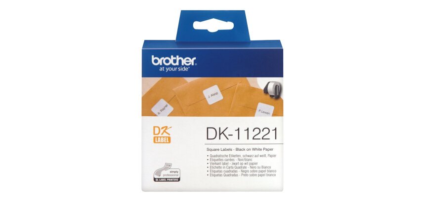 Brother DK-11221 - Rouleau d'étiquettes original – Noir sur blanc, 23 x 23 mm