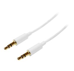 StarTech.com Câble audio stéréo Mini-Jack 3,5 mm slim de 2 m - Blanc