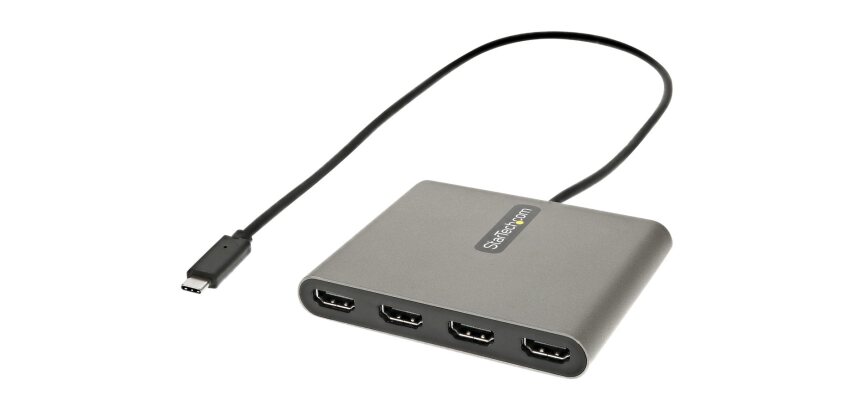 StarTech.com Adaptateur USB C vers Quad HDMI, Convertisseur de Moniteur USB-C vers 4x HDMI pour Windows (pas de support pour macOS/ChromeOS/Linux) - TAA