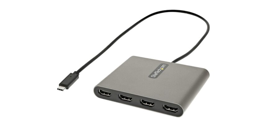 StarTech.com Adaptateur USB C vers Quad HDMI, Convertisseur de Moniteur USB-C vers 4x HDMI pour Windows (pas de support pour macOS/ChromeOS/Linux) - TAA