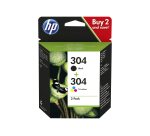 Cartouche d'encre Hp HP 304 Pack de 2 Cartouches d'Encre Noire et Trois Couleurs Authentiques (3JB05AE)