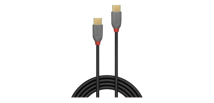 Lindy Câble USB 2.0 Type C de 1m, PD 60W, Anthra Line
