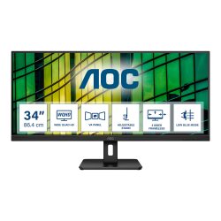 AOC U34E2M écran plat de PC 86,4 cm (34") 3440 x 1440 pixels Wide Quad HD Noir