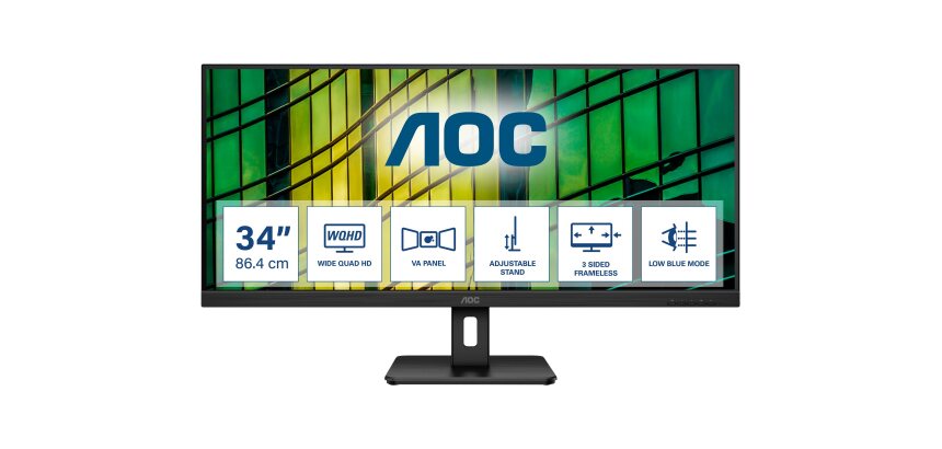AOC U34E2M écran plat de PC 86,4 cm (34") 3440 x 1440 pixels Wide Quad HD Noir