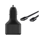 DLH Chargeur voiture allume cigare USB-C 90W Power Delivery pour ordinateur portable + USB-A 18W QC 3.0