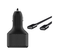 DLH Chargeur voiture allume cigare USB-C 90W Power Delivery pour ordinateur portable + USB-A 18W QC 3.0
