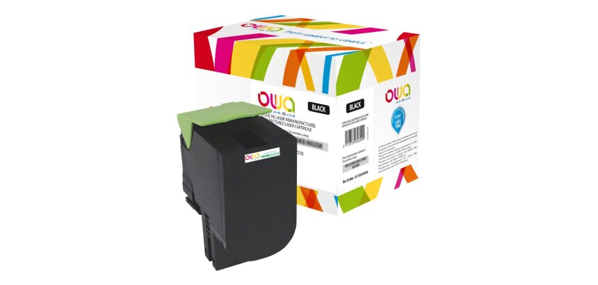 Toner remanufacturé OWA - standard - Noir - pour LEXMARK 80C2SK0, 80C2SKE