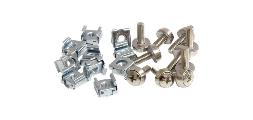 StarTech.com Lot de 100 vis M5 de 12mm, Écrous Cage à Trous Carrés et Outil d'Installation, Kit de Fixation pour Baies de Serveurs, Armoires et Boîtiers de 19" ou 10", Argent - TAA