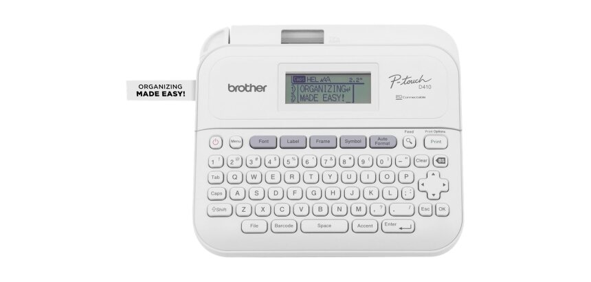 Etiqueteuse bureautique pro PT-D410 18mm + adaptateur, ruban TZe 4m, câble