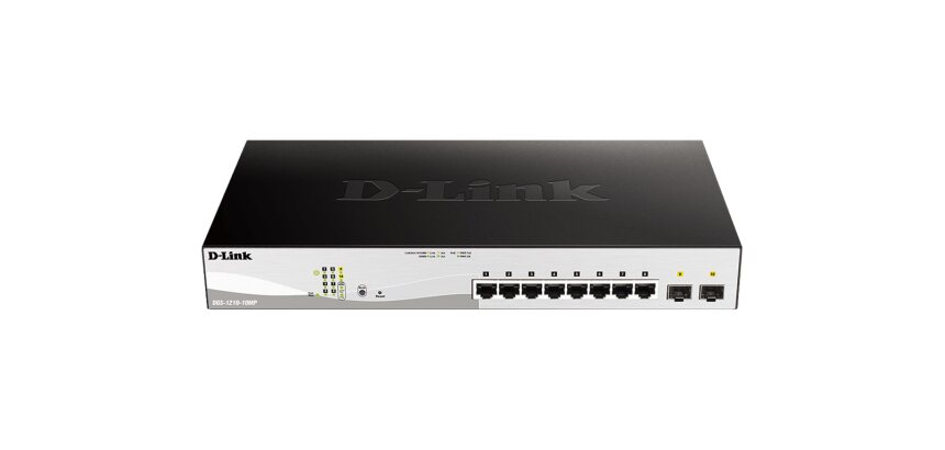 D-Link DGS-1210-10MP Géré L2 Gigabit Ethernet (10/100/1000) Connexion Ethernet, supportant l'alimentation via ce port (PoE) Noir, Gris