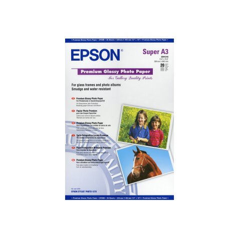 Epson Premium - papier photo - brillant - 20 feuille(s) - Super A3/B - 255 g/m²