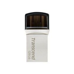 Transcend JetFlash 890 lecteur USB flash 128 Go USB Type-A / USB Type-C 3.2 Gen 1 (3.1 Gen 1) Noir, Argent