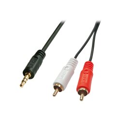Lindy Câble audio Premium 2 x RCA (Cinch) mâle vers jack 3,5mm mâle, 3m
