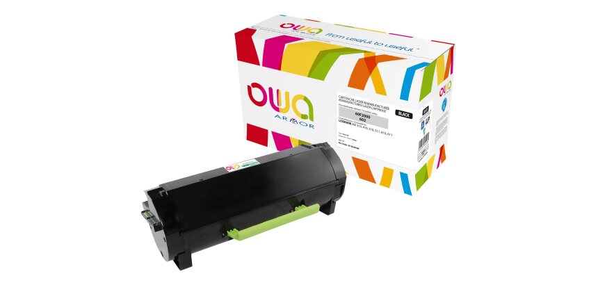 Toner remanufacturé OWA - standard - Noir - pour LEXMARK 60F2000