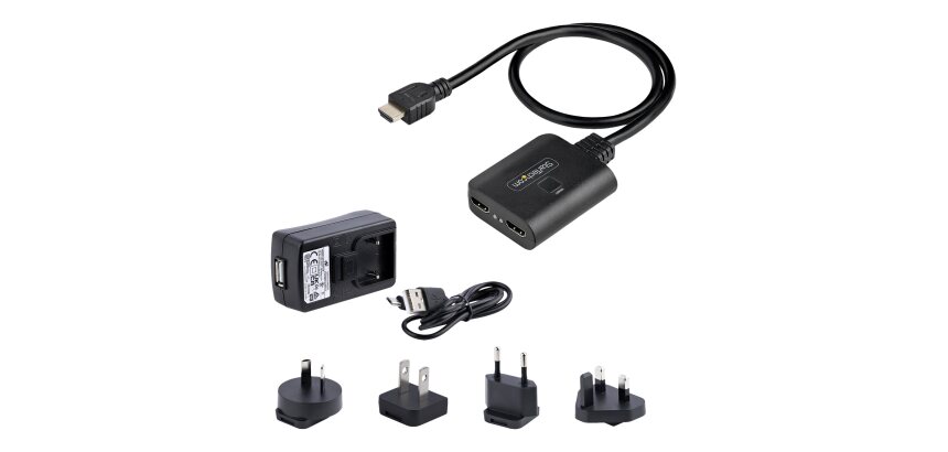 StarTech.com Répartiteur HDMI 2 Ports - Vidéo HDMI 2.0 4K 60Hz - Répartiteur HDMI 4K 1 Entrée 2 Sorties - Répartiteur 1x2 Affichage/Sortie HDMI, HDR/HDCP - Splitter avec Câble HDMI Intégré de 50 cm