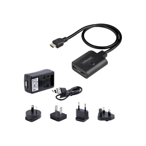 StarTech.com Répartiteur HDMI 2 Ports - Vidéo HDMI 2.0 4K 60Hz - Répartiteur HDMI 4K 1 Entrée 2 Sorties - Répartiteur 1x2 Affichage/Sortie HDMI, HDR/HDCP - Splitter avec Câble HDMI Intégré de 50 cm