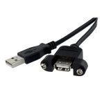 StarTech.com Rallonge de câble USB 2.0 à montage sur panneau / goulotte A vers A de 60cm - F/M - Noir