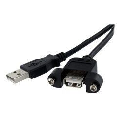 StarTech.com Rallonge de câble USB 2.0 à montage sur panneau / goulotte A vers A de 60cm - F/M - Noir