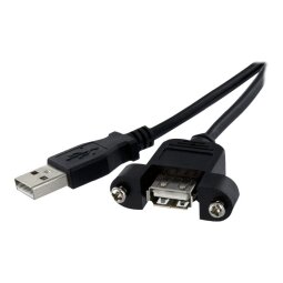 StarTech.com Rallonge de câble USB 2.0 à montage sur panneau / goulotte A vers A de 60cm - F/M - Noir