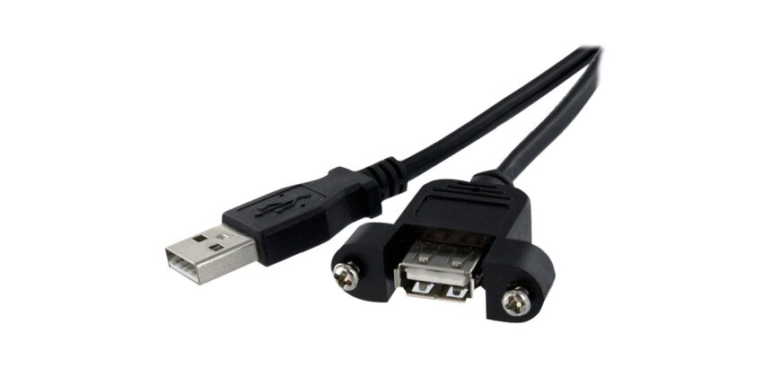 StarTech.com Rallonge de câble USB 2.0 à montage sur panneau / goulotte A vers A de 60cm - F/M - Noir