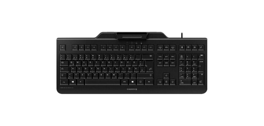 CHERRY SECURE BOARD 1.0 Clavier filaire, lecteur cartes à puce, noir, USB, AZERTY - FR