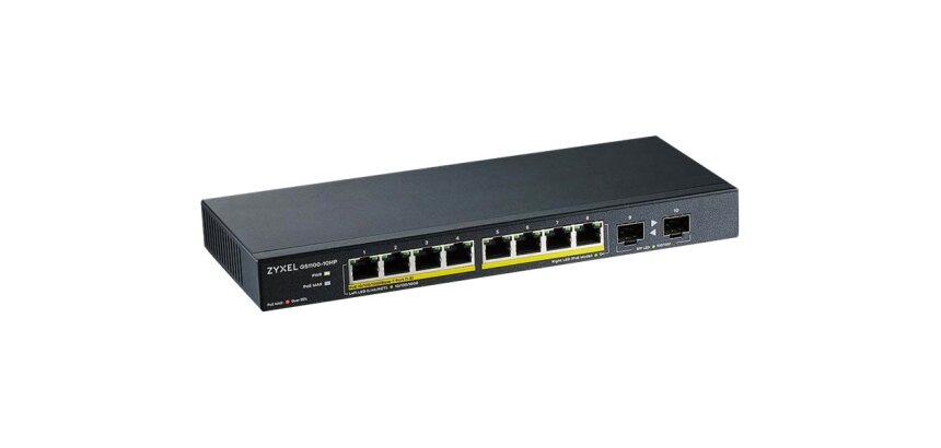 Zyxel GS1100-10HP v2 Non-géré Gigabit Ethernet (10/100/1000) Connexion Ethernet, supportant l'alimentation via ce port (PoE) Noir