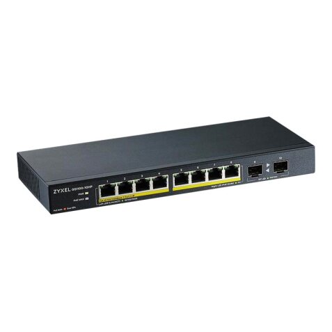 Zyxel GS1100-10HP v2 Non-géré Gigabit Ethernet (10/100/1000) Connexion Ethernet, supportant l'alimentation via ce port (PoE) Noir