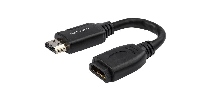 StarTech.com Câble Rallonge HDMI 15cm - Cordon d'extension HDMI 2.0 High Speed 4K 60 Hz avec Ethernet - Câble Extension Court HDMI - Adaptateur Mâle vers femelle