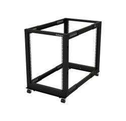 StarTech.com Rack Serveur Mobile 15U 4 Poteaux, Rack Réseau 19" 4 Poteaux avec Roulettes, Rack Roulant avec Profondeur Ajustable pour PC/AV/Données/Informatique - Roulettes, Pieds de nivellement ou Fixation au Sol